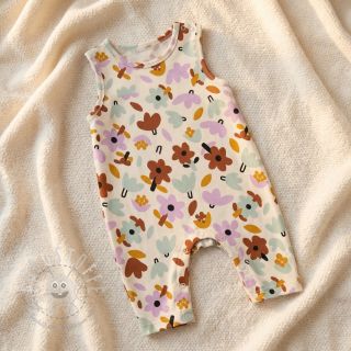 Baumwollstoff Flowers natural/lavender by JENNIFER BOURON ORGANIC