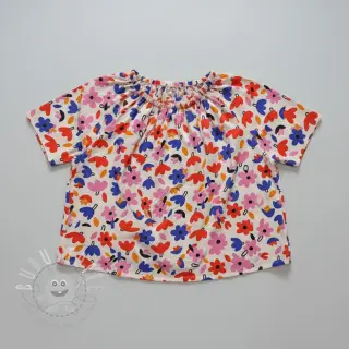Baumwollstoff Flowers natural/blue by JENNIFER BOURON ORGANIC