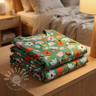 Baumwollstoff Flowers green by JENNIFER BOURON ORGANIC