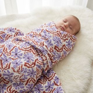 Double gauze/musselin STEPPED Flowers natural