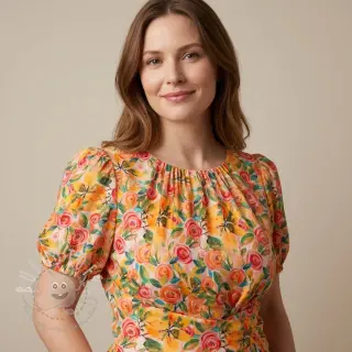Viskosestoff RAYON POPLIN Printed Rosie design C