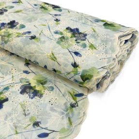 Baumwollstoff mit Beimischung EMBROIDERY Rose green