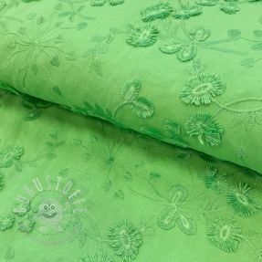 Baumwollstoff EMBROIDERY Catchy leaves green