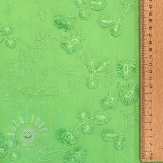 Baumwollstoff EMBROIDERY Catchy leaves green