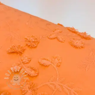 Baumwollstoff EMBROIDERY Catchy leaves orange