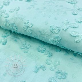 Baumwollstoff EMBROIDERY Catchy leaves aqua
