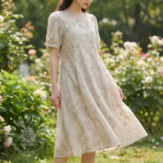 Baumwollstoff EMBROIDERY Catchy leaves beige