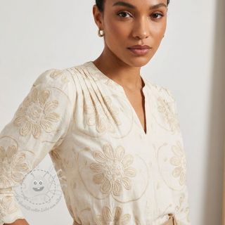 Baumwollstoff EMBROIDERY Bellagio butter