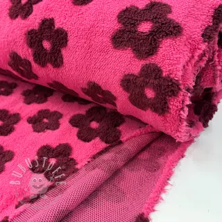 Mantelstoff TEDDY Flower power bordeaux
