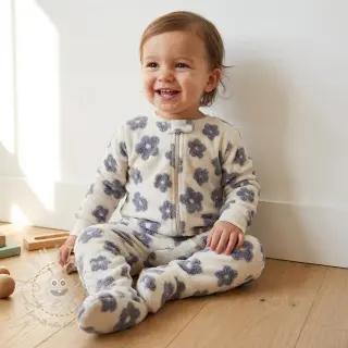 Mantelstoff TEDDY Flower power lavender