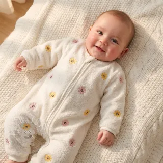 Mantelstoff TEDDY EMBROIDERY Smiley flowers yellow