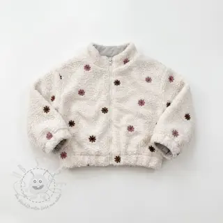 Mantelstoff TEDDY EMBROIDERY Smiley flowers old pink
