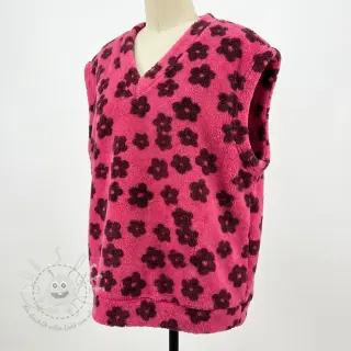 Mantelstoff TEDDY Flower power bordeaux