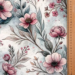 Jersey VISCOSE LYCRA HEAVY Classic flowers design D