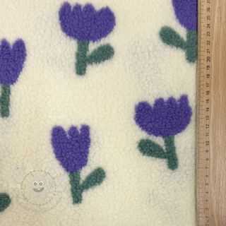 Mantelstoff TEDDY JACQUARD Tulips off white