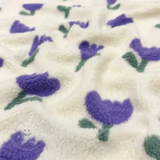 Mantelstoff TEDDY JACQUARD Tulips off white