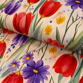 Jersey VISCOSE LYCRA HEAVY Tulips design A