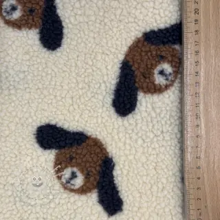 Mantelstoff TEDDY JACQUARD Dogs brown