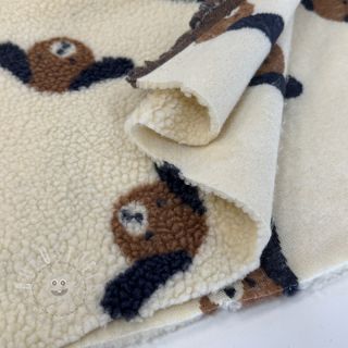 Mantelstoff TEDDY JACQUARD Dogs brown