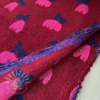 Mantelstoff TEDDY JACQUARD Tulips dark red