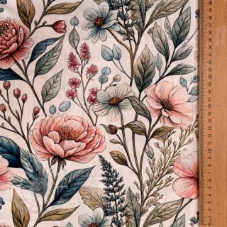 Viskosestoff leinen Floral design D