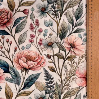 Viskosestoff leinen Floral design D