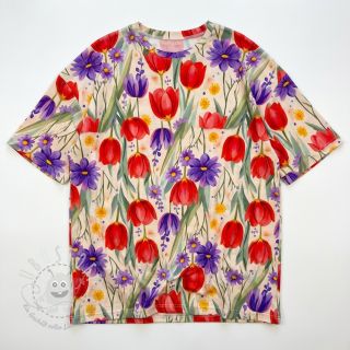 Jersey VISCOSE LYCRA HEAVY Tulips design A