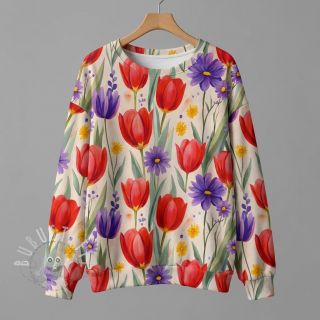 Jersey VISCOSE LYCRA HEAVY Tulips design A