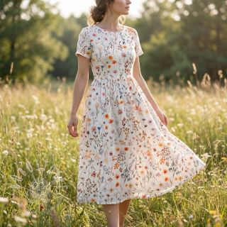 Viskosestoff leinen Flower sea design B