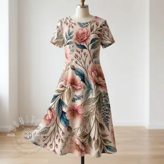 Viskosestoff leinen Floral design D