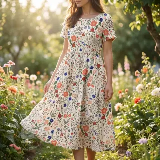 Viskosestoff leinen Botanic design B