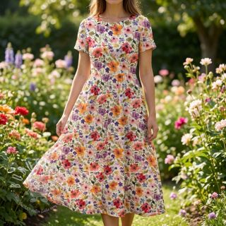 Viskosestoff leinen Floral design B