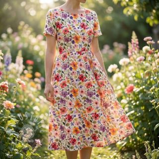 Viskosestoff leinen Floral design B