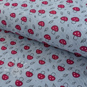 Cord STRETCH Little mushrooms old blue