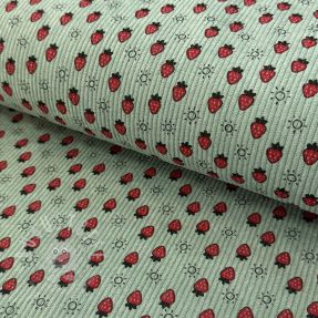 Cord STRETCH Little strawberries old green