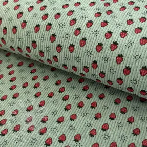 Cord STRETCH Little strawberries old green