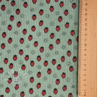 Cord STRETCH Little strawberries old green