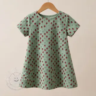 Cord STRETCH Little strawberries old green