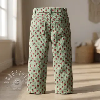 Cord STRETCH Little strawberries old green