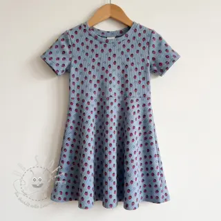 Cord STRETCH Little strawberries old blue
