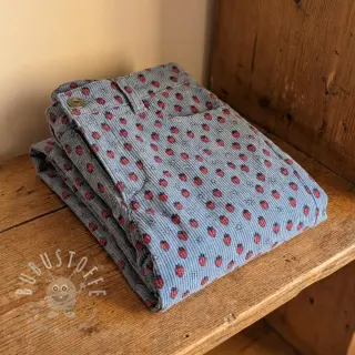 Cord STRETCH Little strawberries old blue