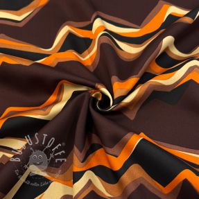 Baumwollstoff SATIN Abstract waves dark brown