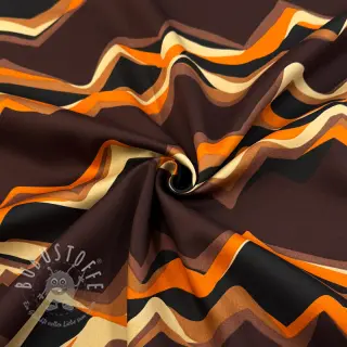 Baumwollstoff SATIN Abstract waves dark brown