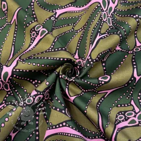 Baumwollstoff SATIN Abstract dark green