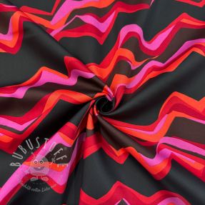 Baumwollstoff SATIN Abstract waves dark red