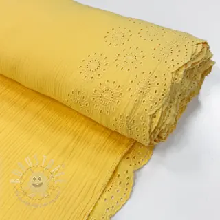Double gauze/musselin 1-side border soft yellow