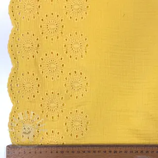 Double gauze/musselin 1-side border soft yellow