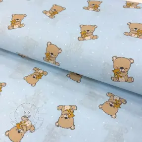 Baumwollstoff Sweet bear light blue ORGANIC
