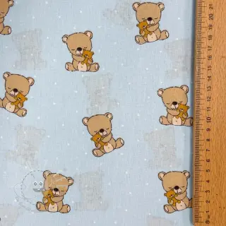Baumwollstoff Sweet bear light blue ORGANIC