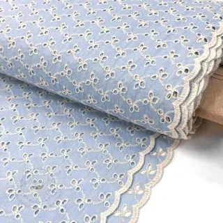 Baumwollstoff EMBROIDERY Rosemary light blue